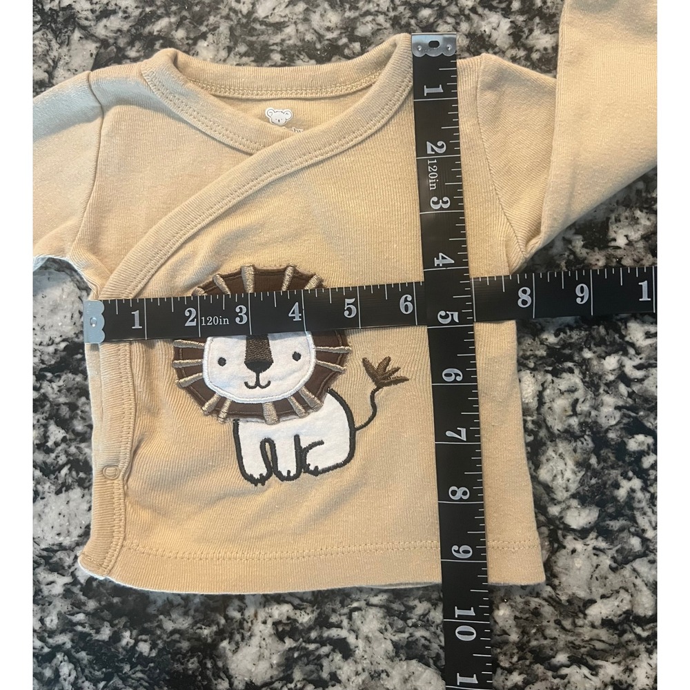 Koala Baby 0-3M Tan Cotton Lion Side Snap Kimono Wrap Shirt (0897) - Picture 7 of 9